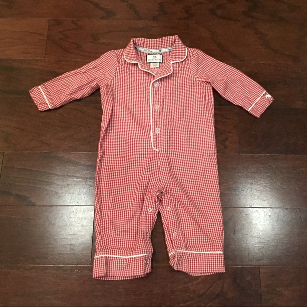 Petite Plume red white check 1 pc pajamas 6-12 months